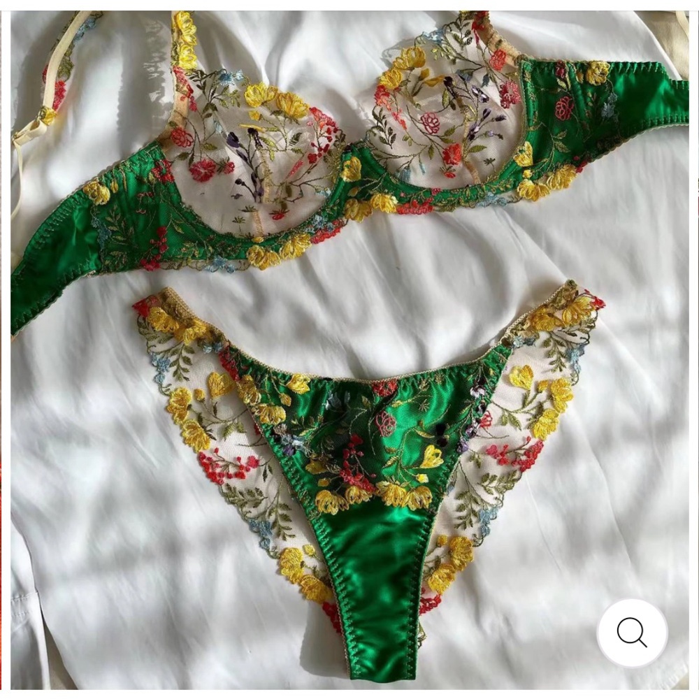 New/Unused Green Floral Lingerie Set